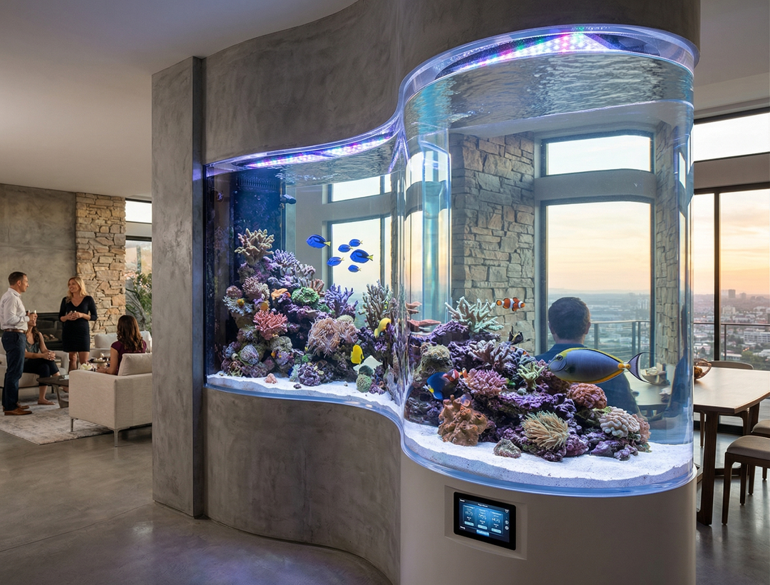 Aquário acrílico curvo