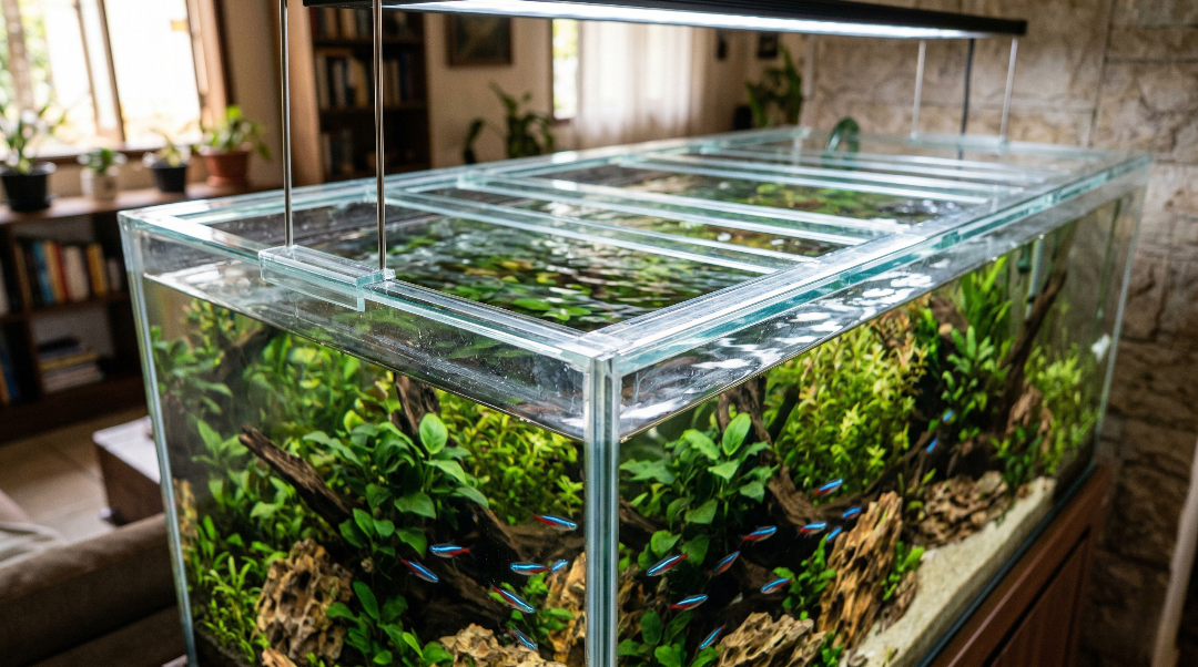 Trava francesa inferior em aquário