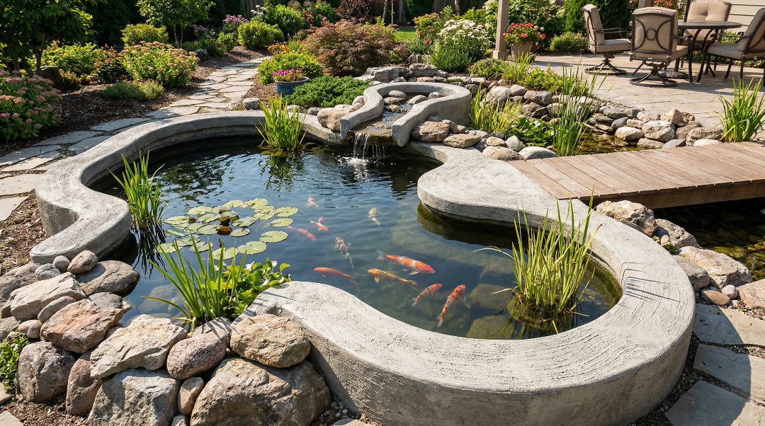 Lago ornamental em concreto